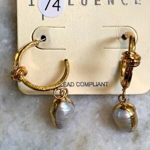 Gold and Pearl Hoop Earrings